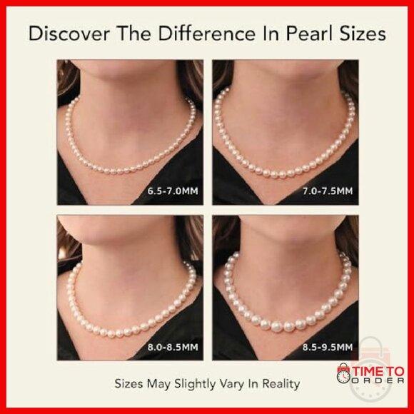 18" Freshwater Pearl Necklace AAA+ Grade 14K Gold Plated Sterling Silver - Picture 4 of 8